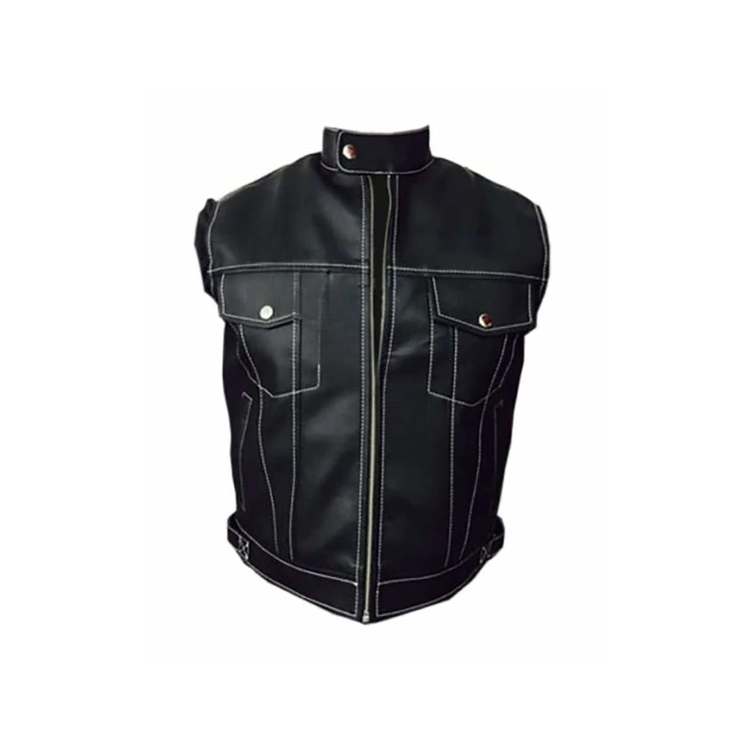 CHALECO ESTILO MOTERO PARA HOMBRE DE PIEL NEGRA - B18