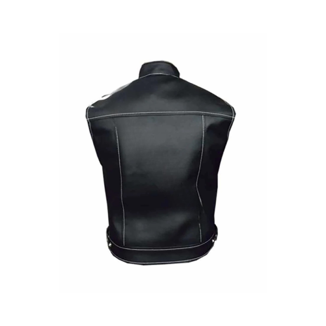 CHALECO ESTILO MOTERO PARA HOMBRE DE PIEL NEGRA - B18