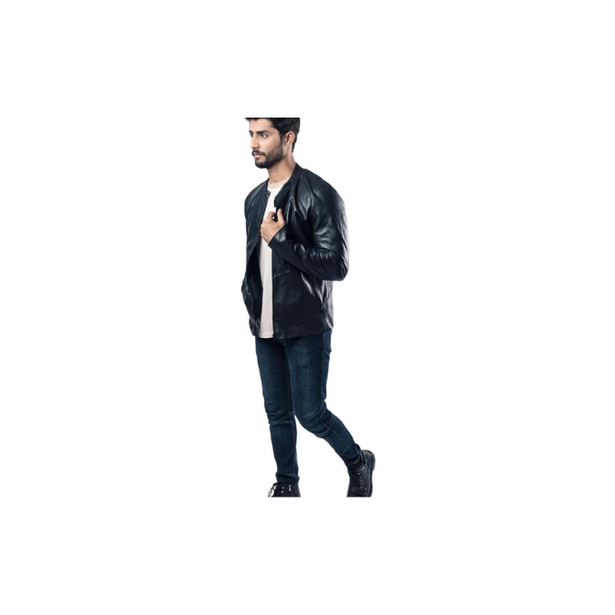 Men Biker Motorcycle Style Jacket Real Lambskin Leather Fashion Designer Black Jackets – ELM33