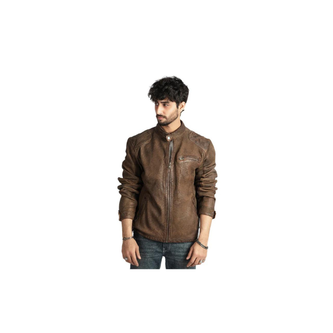 Mens Fashion Jacket Biker Style Real Brown Leather Superior Quality Outwear Jacket –ELM8