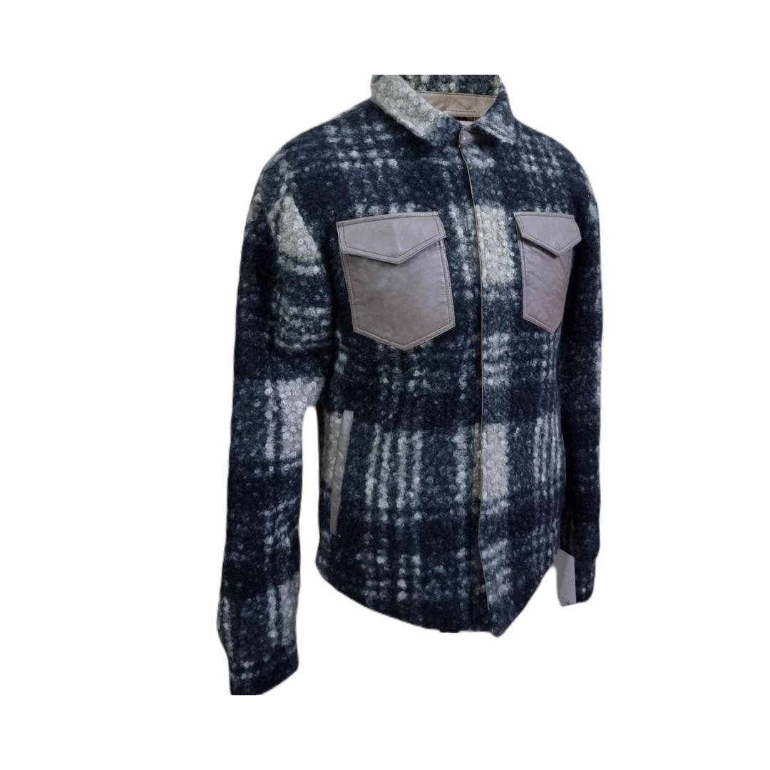 Mens Coat Jacket Premium Quality Wool Outwear Fashion Leather Stylish Shirt Coat Jacket - ELM48