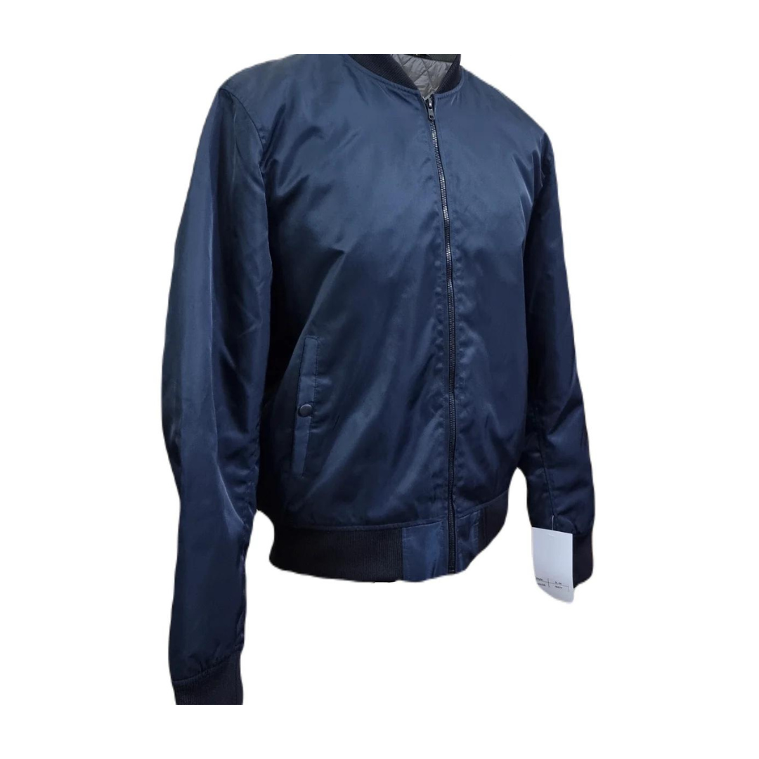 Chaqueta de moda azul para hombre, estilo motero, corte ajustado, informal, de primera calidad, ELM49