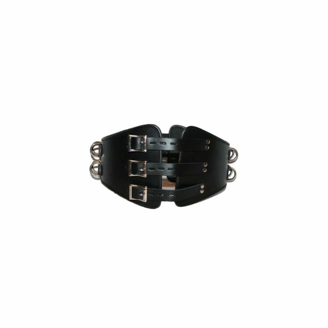 Corset masculin en cuir véritable noir pour hommes - MCOR4