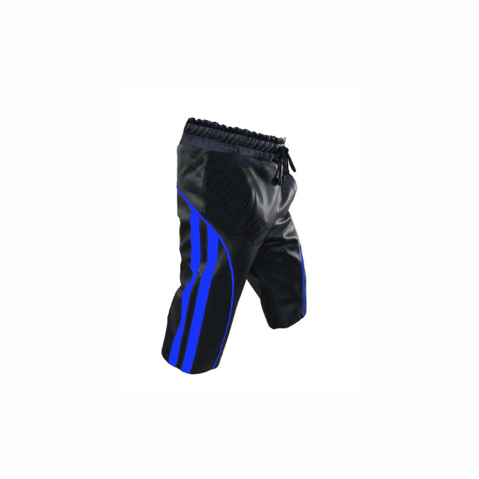 Pantalones cortos cargo de cuero auténtico negro para hombre - SHORTS4