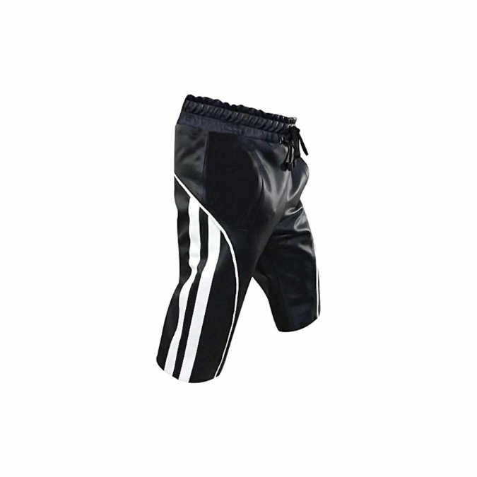 Pantalones cortos cargo de cuero auténtico negro para hombre - SHORTS4