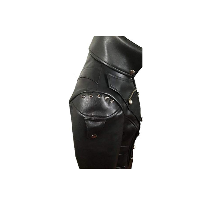 Manteau Steampunk en cuir de vache noir pour femme - T22
