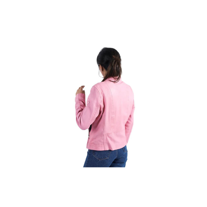 Women Bright Pink Leather Jacket Slim Fit Motorcycle Biker Style Fashion Jacket – ELF26