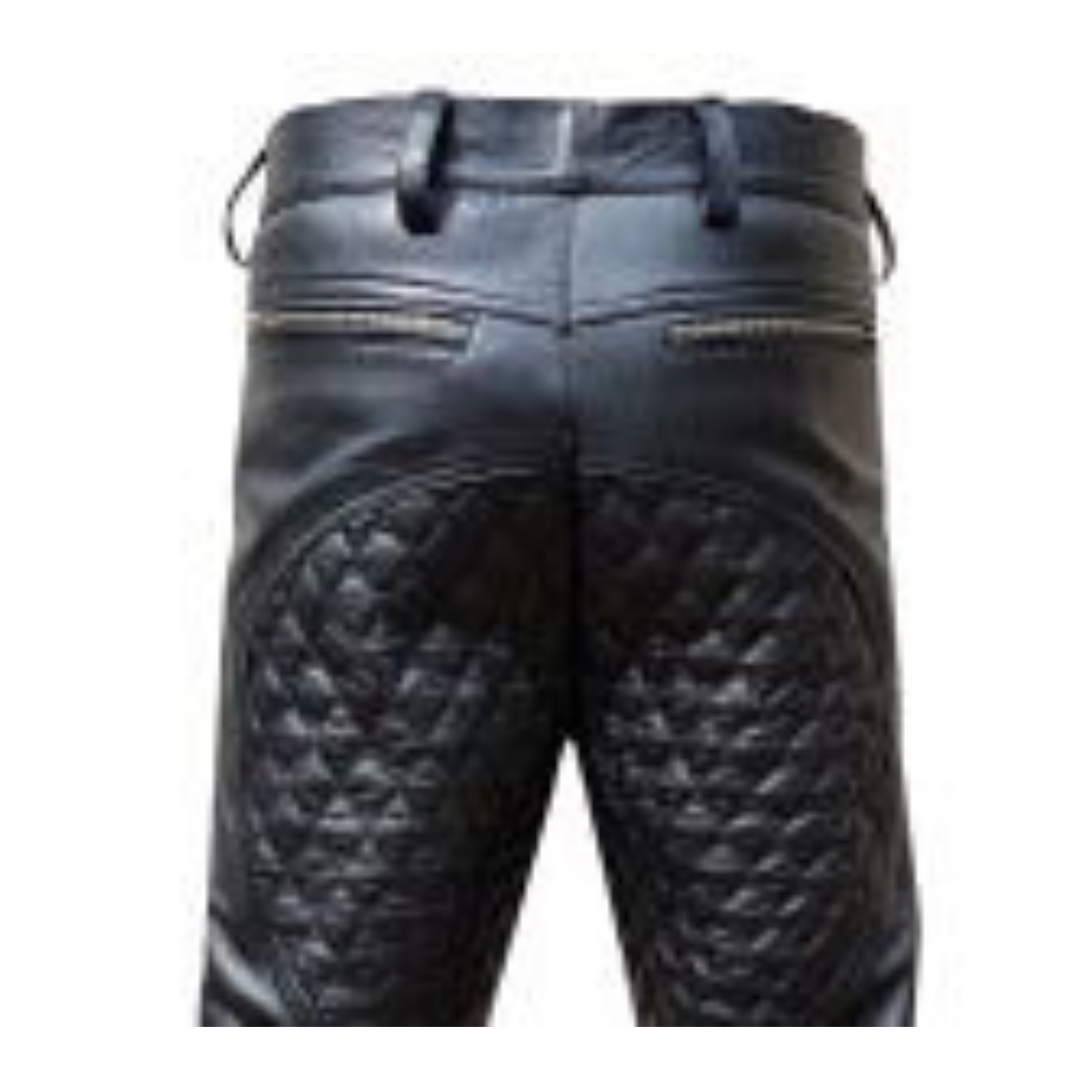 MENS BLACK SHEEP LEATHER QUILTED DESIGN PANTMOTORCYCLE BIKERS JEANS - J9