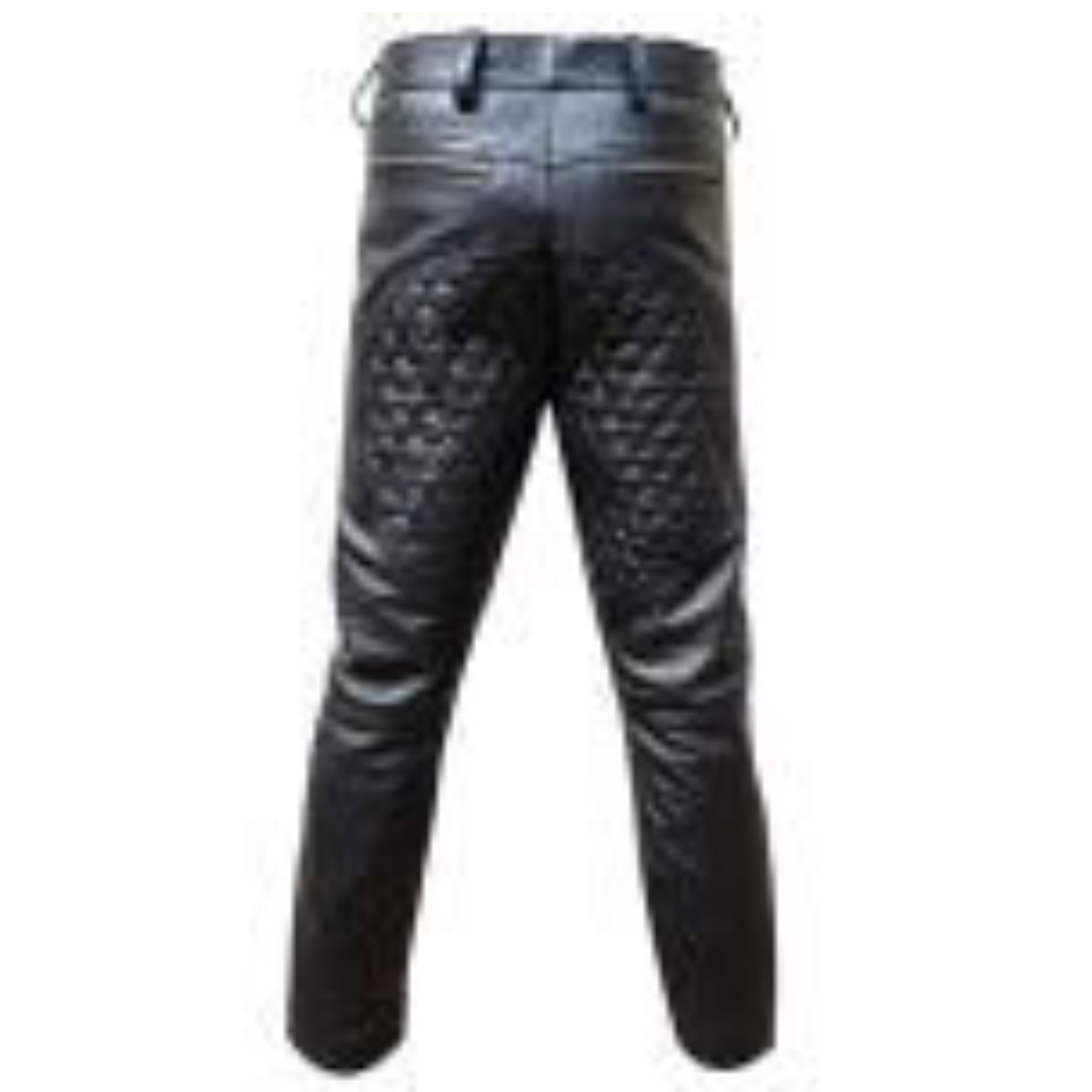 MENS BLACK SHEEP LEATHER QUILTED DESIGN PANTMOTORCYCLE BIKERS JEANS - J9