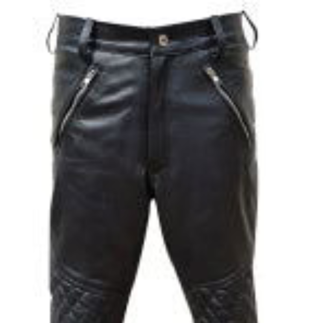 MENS BLACK SHEEP LEATHER QUILTED DESIGN PANTMOTORCYCLE BIKERS JEANS - J9