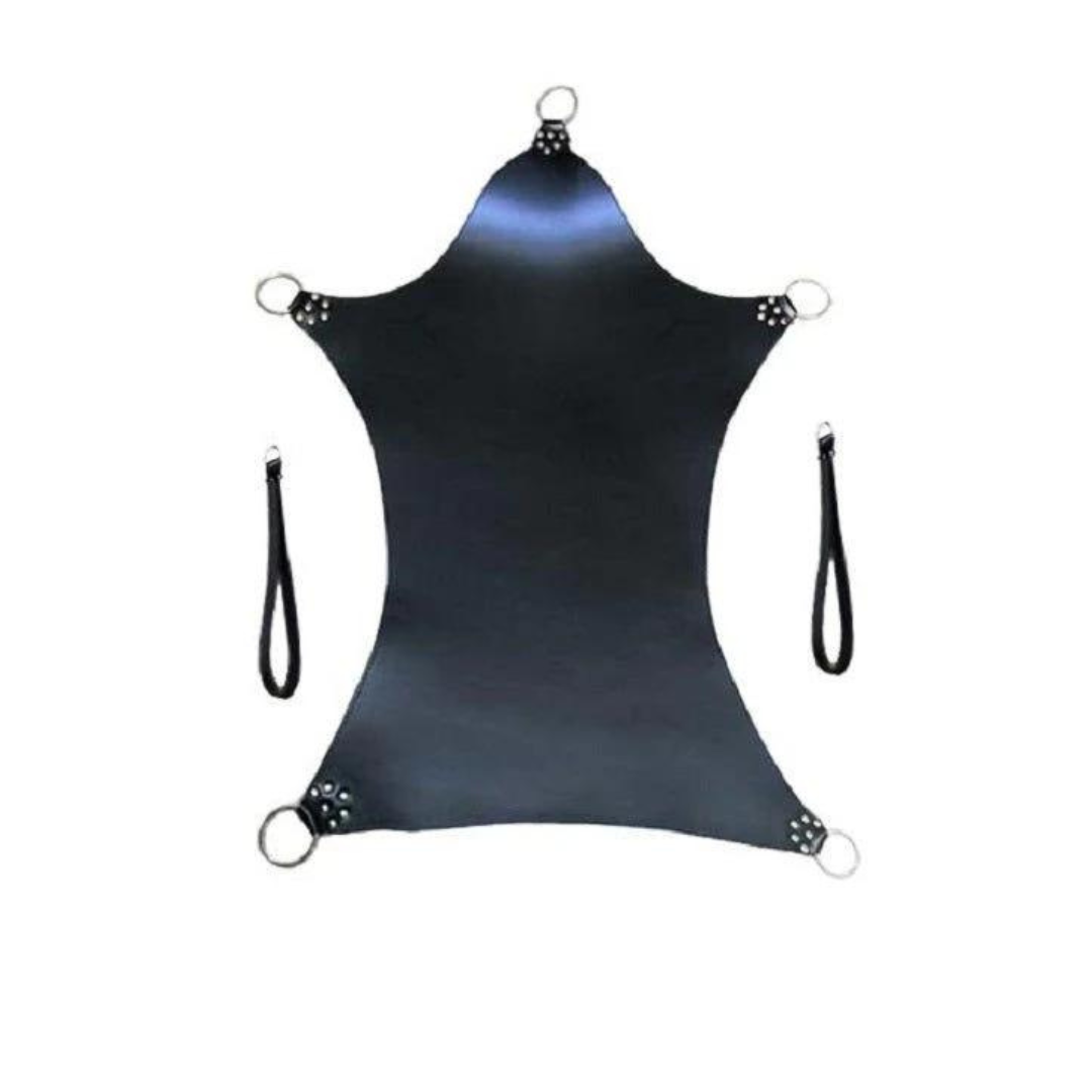 Adult Sex Sling Black Leather Heavy Duty Stirrups Mountable Swing - (SW2)