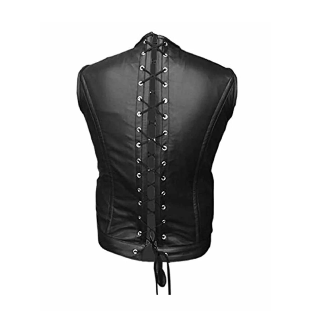 black leather vest mens