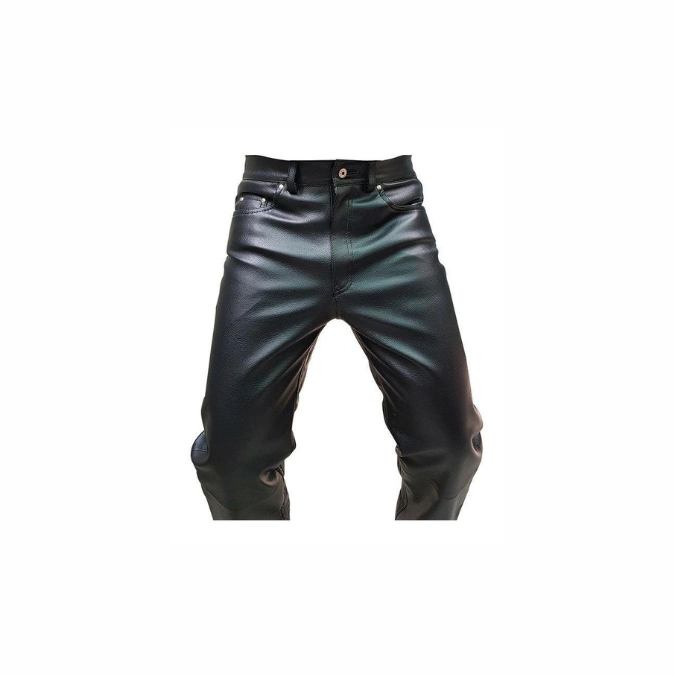 Pantalones vaqueros de motociclista para hombre, de piel de vaca negra auténtica, elegantes y sexys, estilo 501, 501BLK