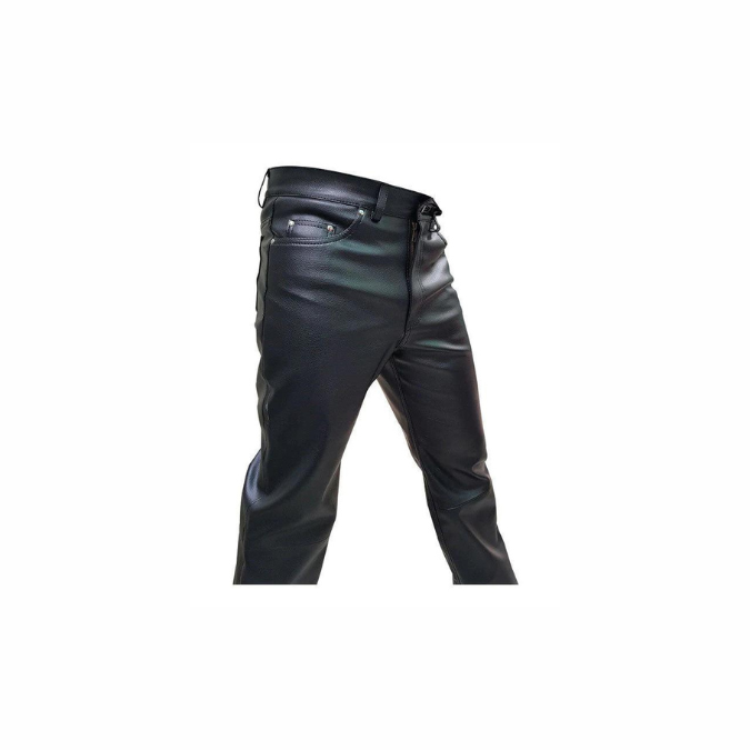 Pantalones vaqueros de motociclista para hombre, de piel de vaca negra auténtica, elegantes y sexys, estilo 501, 501BLK