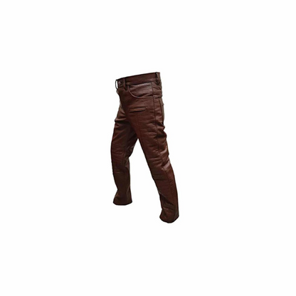 Mens Brown Alligator/Crocodile Print Leather Quilted DesignBikers Pants Jeans Trouser-502
