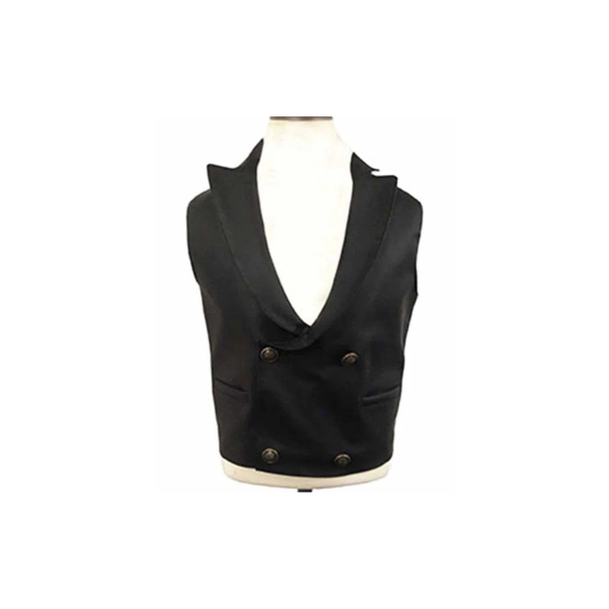 Men Real Black Leather Heavy Duty Steampunk Gothic Style Vest Waistcoat - B26