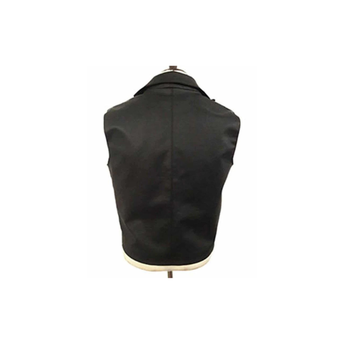 Men Real Black Leather Heavy Duty Steampunk Gothic Style Vest Waistcoat - B26