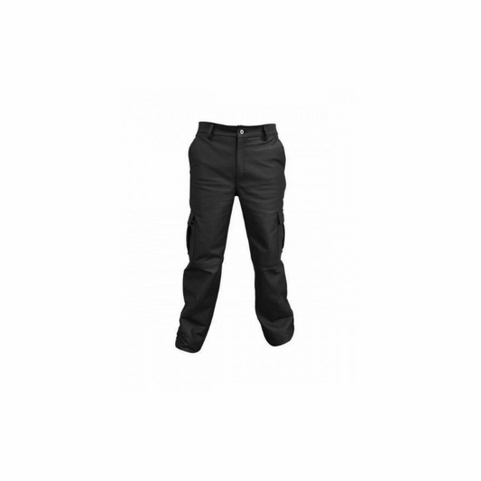 Mens Real Black Leather 6 Pockets Cargo Pants Jeans Fully Lined - CARGO2-BLK