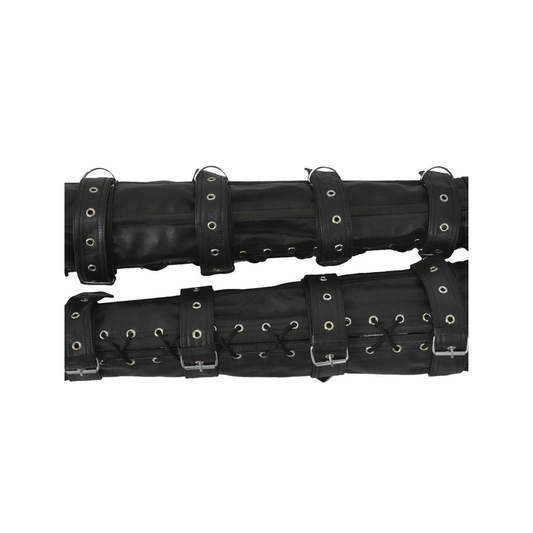 Men Black Leather Arm and Leg Binders Heavy Duty Bondage Set - ABLB-BLK