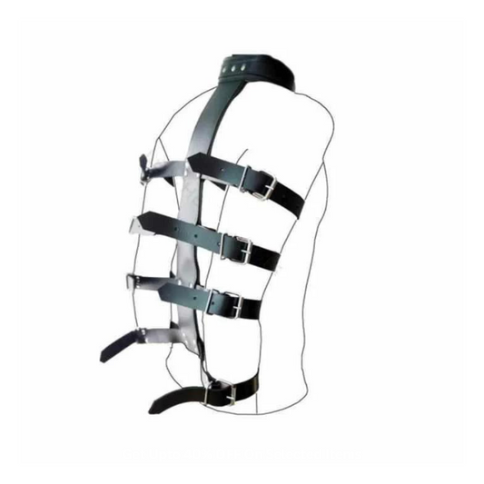 Unisex Black Leather Arm & Neck Heavy Duty Binder Bondage Fetish - ABNB