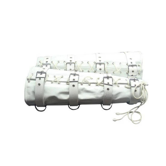 Mens White Leather Arm And Leg Binders Heavy Duty Bondage Set - ABLB - WHT
