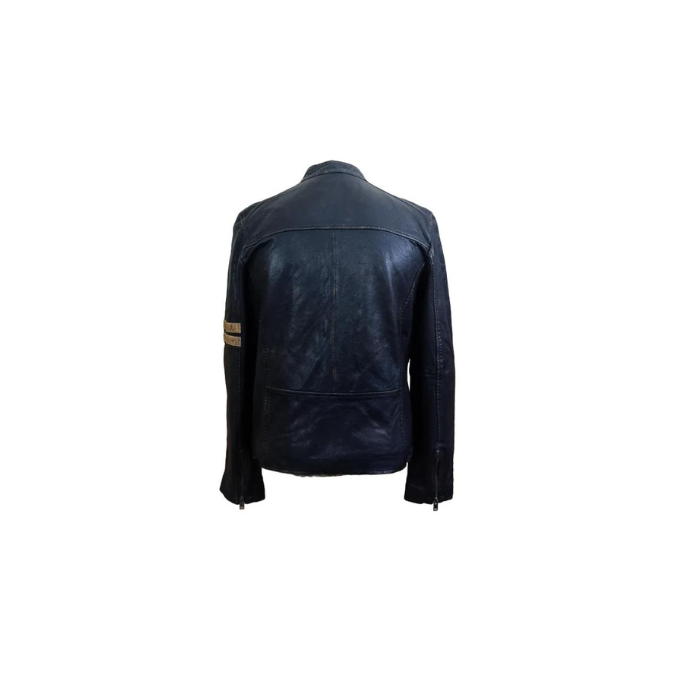 Veste en cuir pour homme véritable mouton en cuir noir style motard veste élégante faite à la main – ELM40