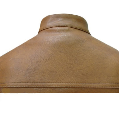 MENS BIKER STYLE VEST GENUINE COW LEATHER BROWN MOTORCYCLE WAISTCOAT - B9-BRW