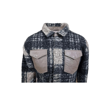 Mens Coat Jacket Premium Quality Wool Outwear Fashion Leather Stylish Shirt Coat Jacket - ELM48