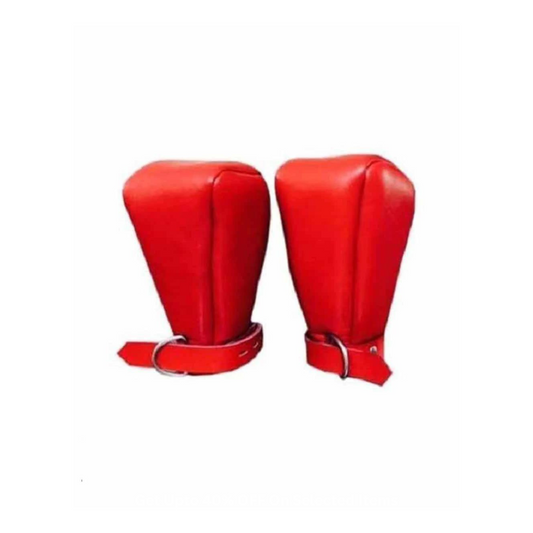 Unisex Red Sheep Leather Fist Mitts Gloves Sexy Padded Lined Bondage - Mitts2 - RED