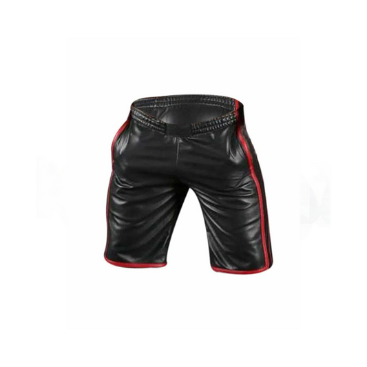 Mens Sports Shorts Black Soft Sheep Lamb Leather - (SHORTS5-BLK-RP)