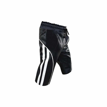 Pantalones cortos cargo de cuero auténtico negro para hombre - SHORTS4