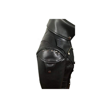 Manteau Steampunk en cuir de vache noir pour femme - T22