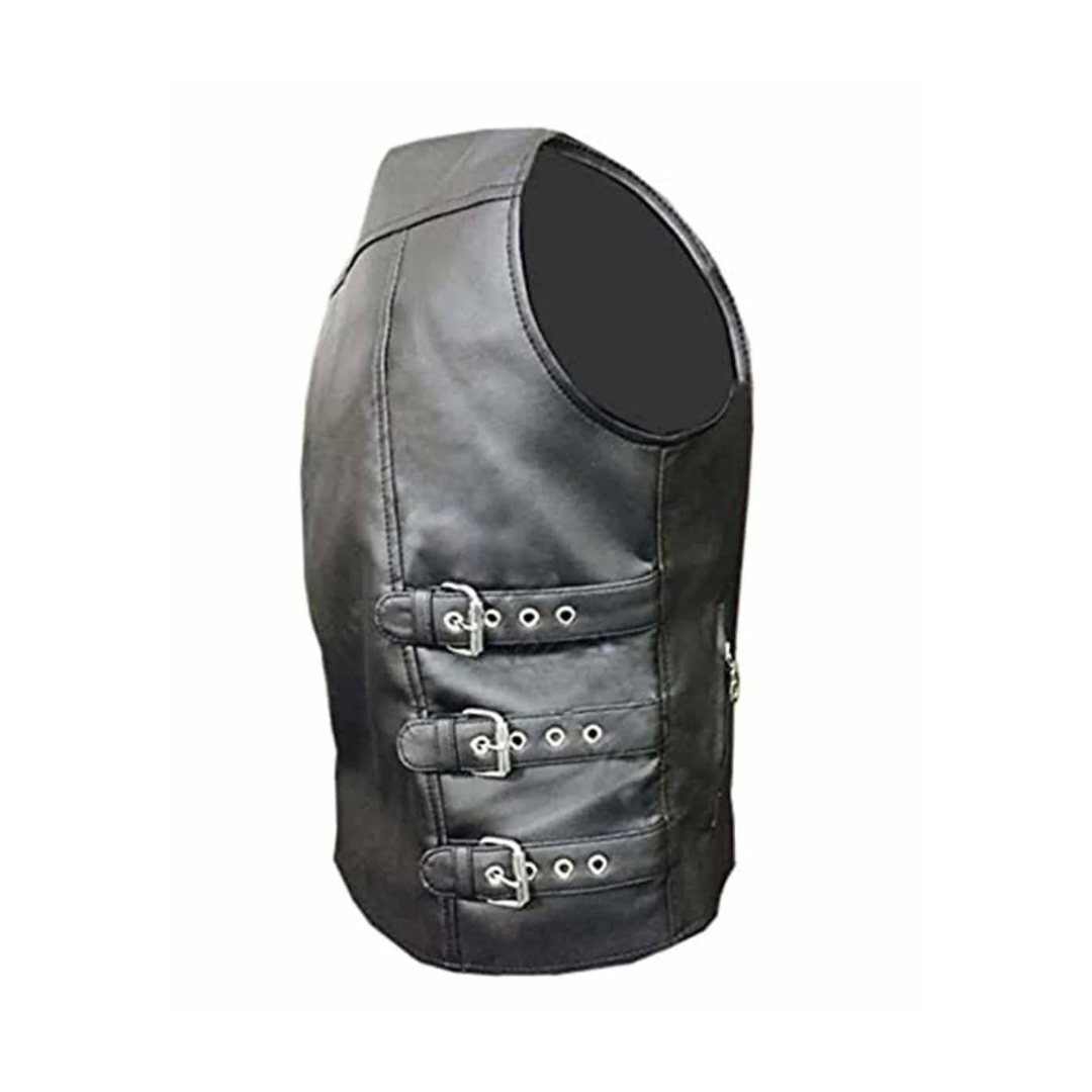 CHALECO ESTILO MOTERO PARA HOMBRE DE PIEL NEGRA - B17
