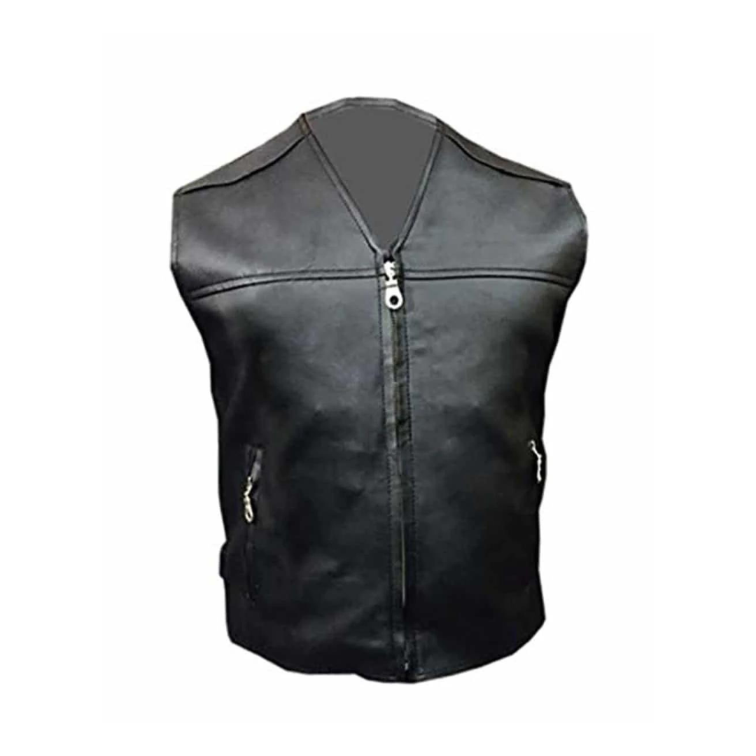 CHALECO ESTILO MOTERO PARA HOMBRE DE PIEL NEGRA - B17