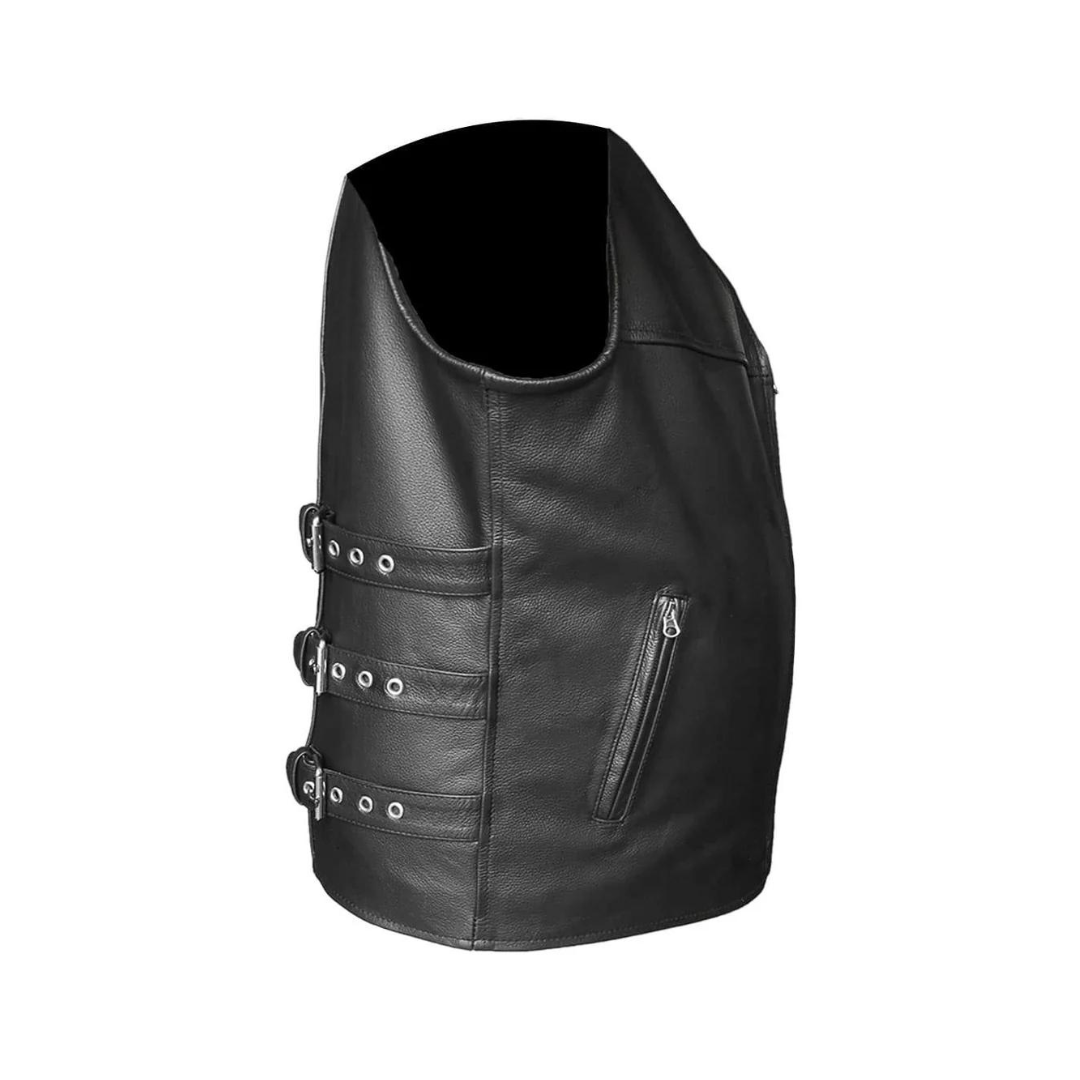 CHALECO ESTILO MOTERO PARA HOMBRE DE PIEL NEGRA - B17