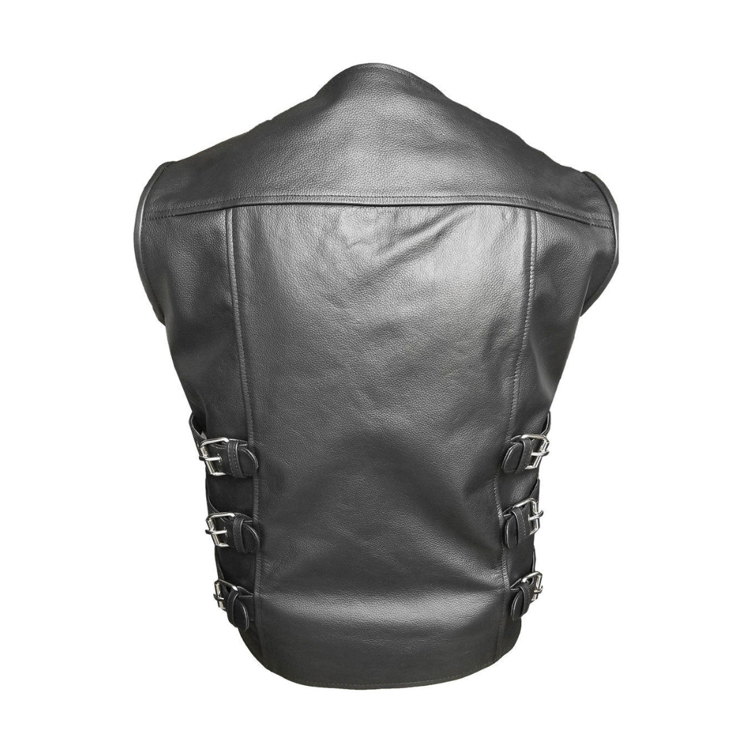 CHALECO ESTILO MOTERO PARA HOMBRE DE PIEL NEGRA - B17