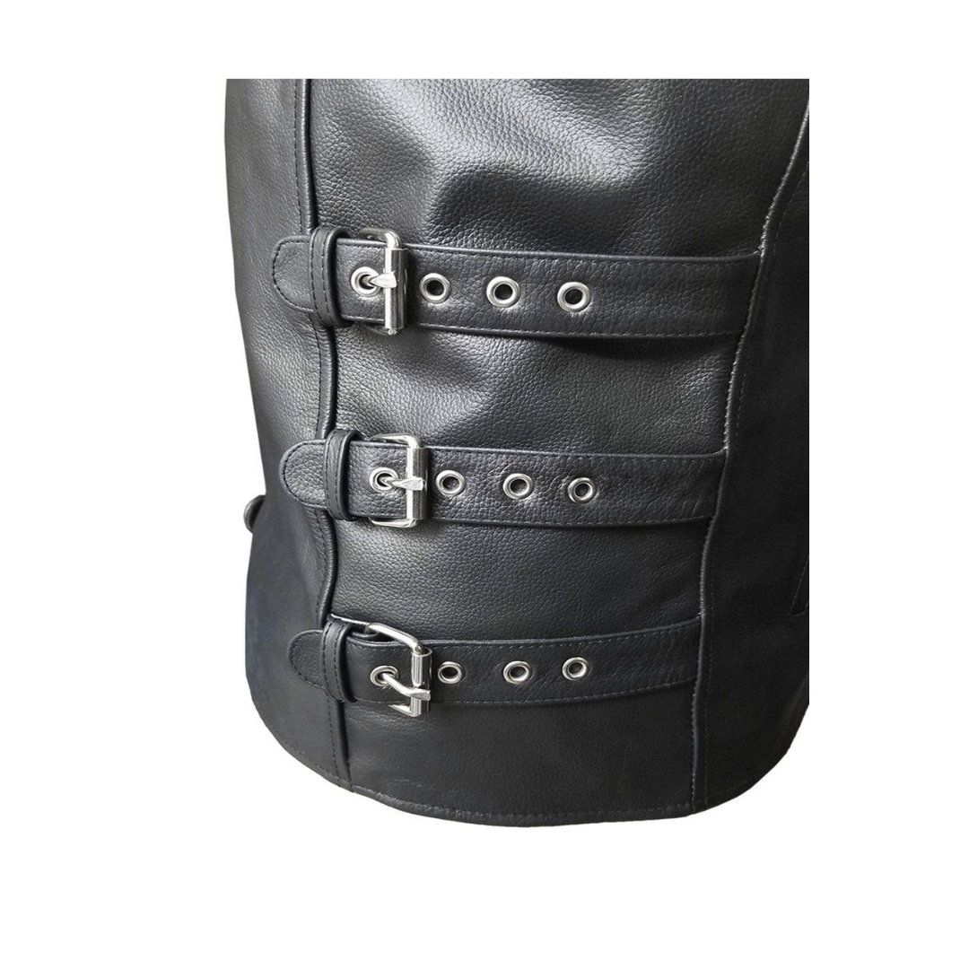 CHALECO ESTILO MOTERO PARA HOMBRE DE PIEL NEGRA - B17