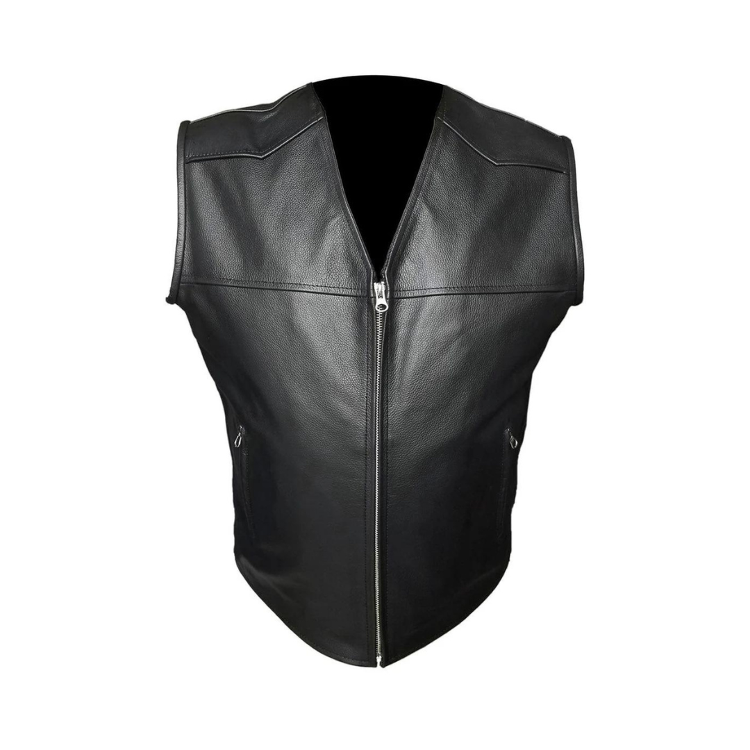 CHALECO ESTILO MOTERO PARA HOMBRE DE PIEL NEGRA - B17
