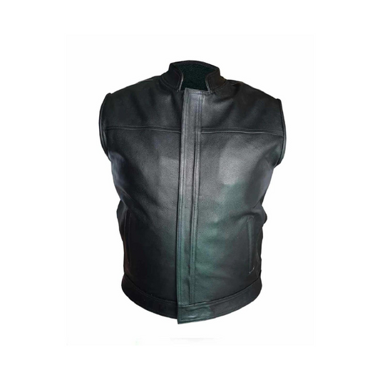 Mens Bikers Vest Genuine Cow Leather Black Waistcoat Jacket - B1
