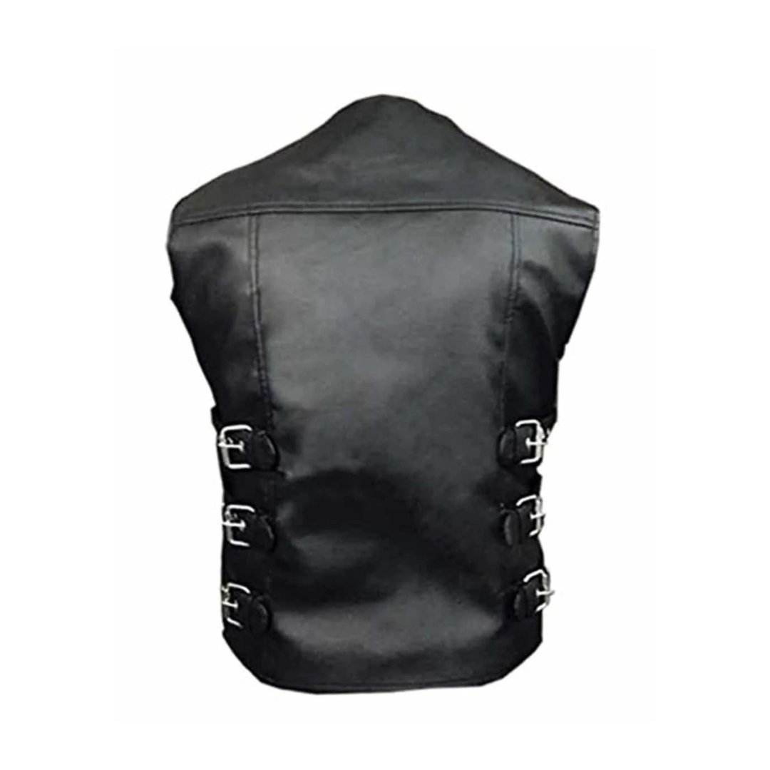 CHALECO ESTILO MOTERO PARA HOMBRE DE PIEL NEGRA - B17