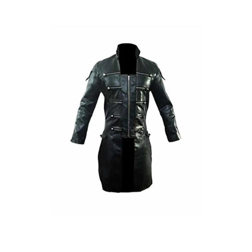 Ladies Real Black Cow Leather Steampunk Gothic Coat - T25