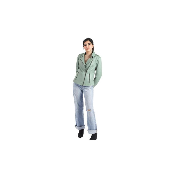 Womens Biker Racer Style Sheep Jade Leather Jacket Stylish Quality Designer Jacket – ELF11