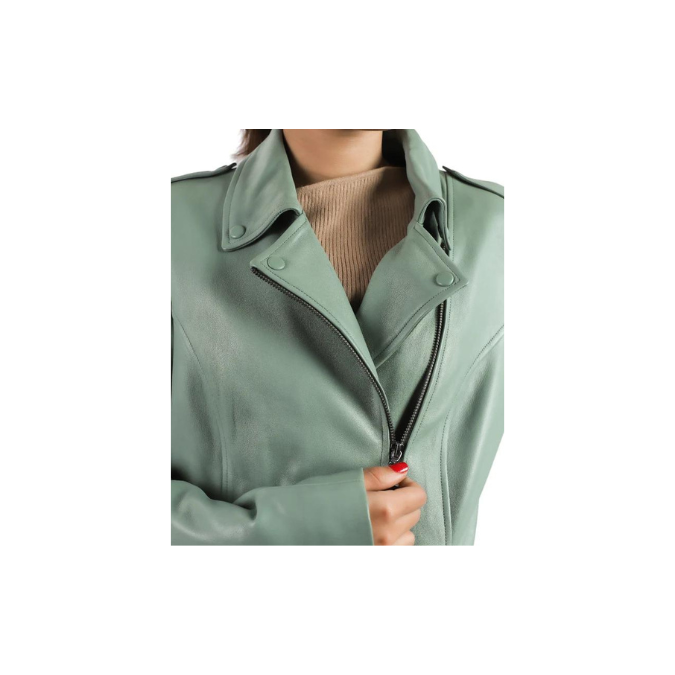 Womens Biker Racer Style Sheep Jade Leather Jacket Stylish Quality Designer Jacket – ELF11