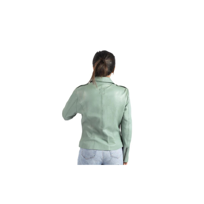 Womens Biker Racer Style Sheep Jade Leather Jacket Stylish Quality Designer Jacket – ELF11