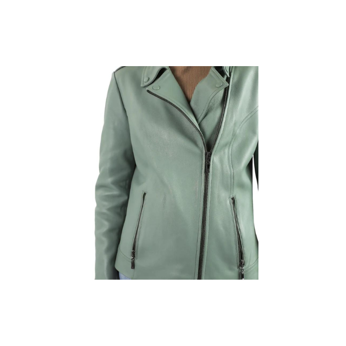 Womens Biker Racer Style Sheep Jade Leather Jacket Stylish Quality Designer Jacket – ELF11