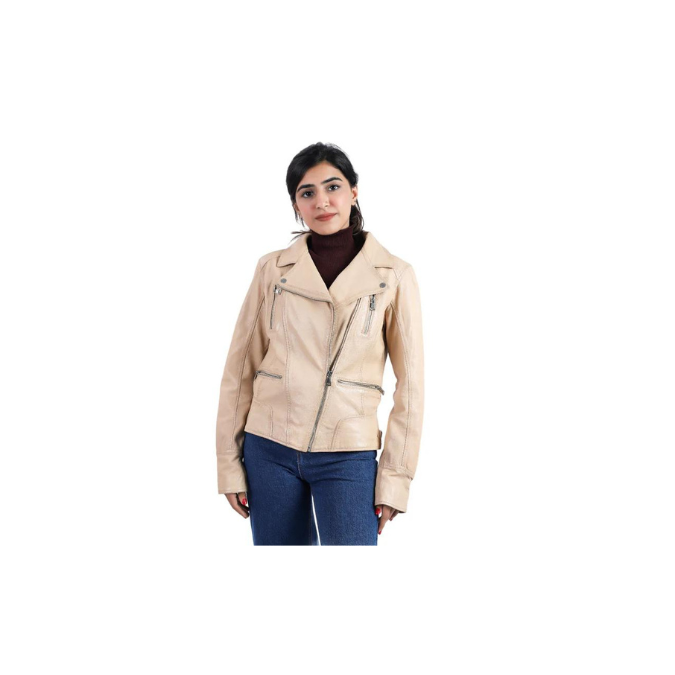 Womens Sheep Leather Blush Jacket Motorcycle Style Racer Fashion Jacket – ELF24