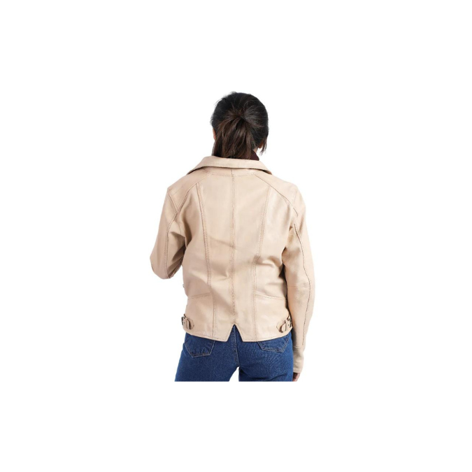 Womens Sheep Leather Blush Jacket Motorcycle Style Racer Fashion Jacket – ELF24