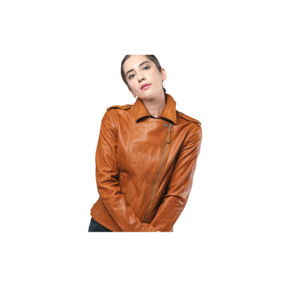 Womens Classic Biker Style Jacket Genuine Sheep Leather Superior Quality Fashion Jacket – ELF37