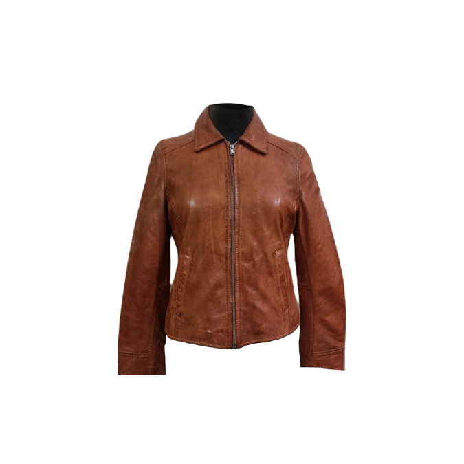 Veste en cuir véritable pour femme style motard fait à la main élégante en cuir d'agneau veste orange – ELF47