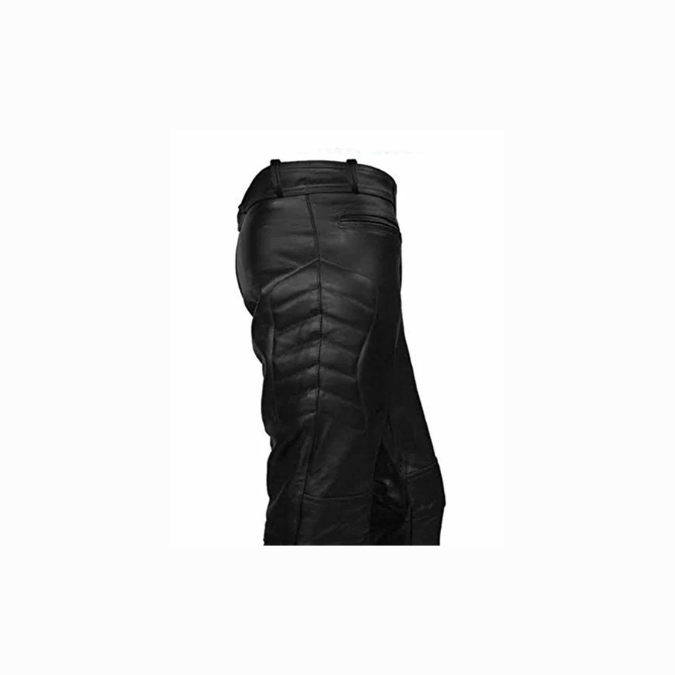 Mens Black Leather Bikers Pants Jeans - JEANS 3